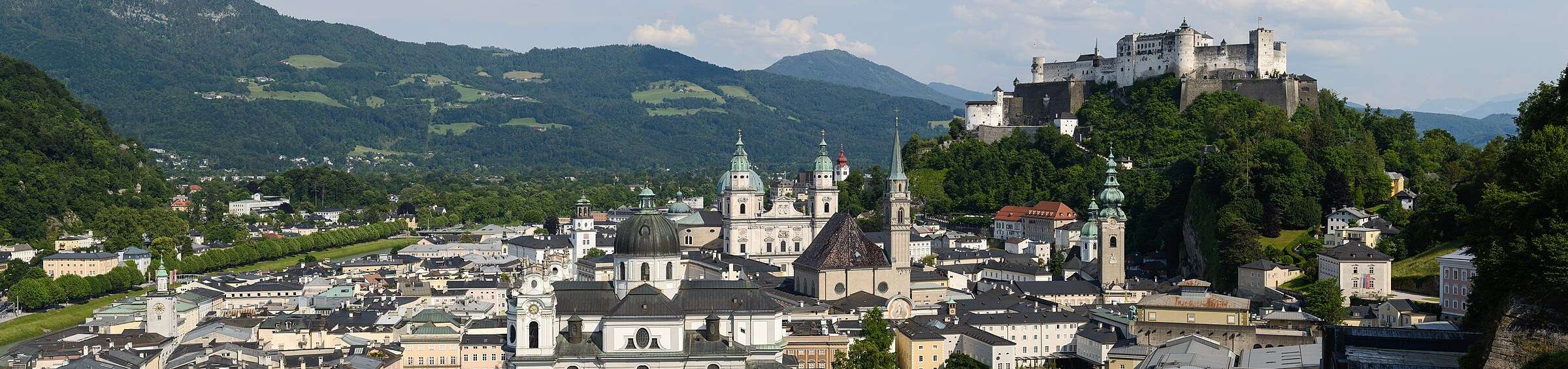 Salzburg's Altstadt domes and spires below the Hohensalzburg fortress
